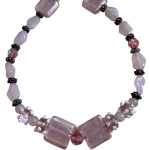 ROSE QUARTZ CRYSTAL WITH PINK SWAROVSKI CRYSTAL NECKLACE